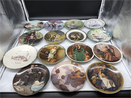 LOT OF 15 COLLECTORS PLATES - 6 ARE NORMAN ROCKWELL