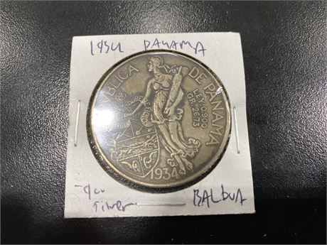 1934 PANAMA BALBOA SILVER COIN