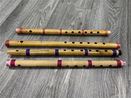 4 BAMBOO FLUTES FROM INDIA