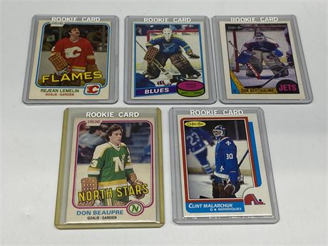 (5) 1980s NHL ROOKIE GOALIE CARDS