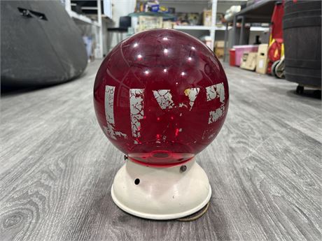 VINTAGE RED GLASS ORB “EXIT” SIGN - 10” TALL