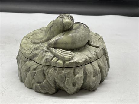 DECORATIVE INUIT SEAL LIDDED BOX (MADE IN CANADA) 7”x5”