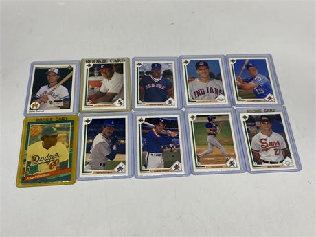 10 MISC MLB CARDS INCLUDING ROOKIES