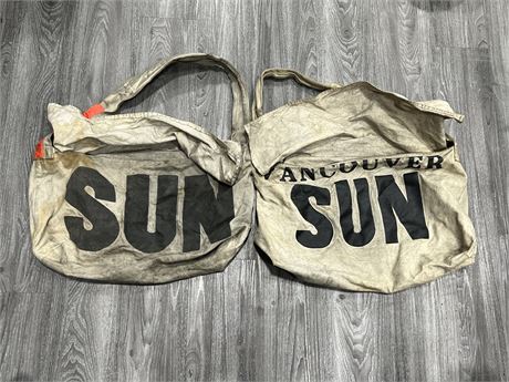 2 VINTAGE VANCOUVER SUN PAPER BOY BAGS