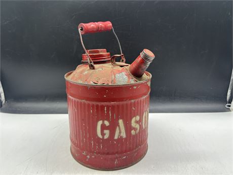 VINTAGE METAL GAS CAN - 8” TALL