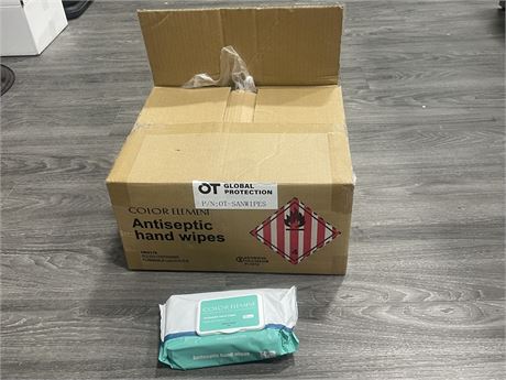 BOX OF 24 PACKAGES OF ANTISEPTIC WIPES