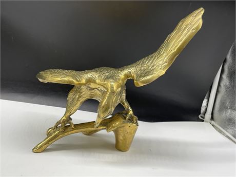 SOLID BRASS EAGLE LANDING ON A BRANCH 12”x14”