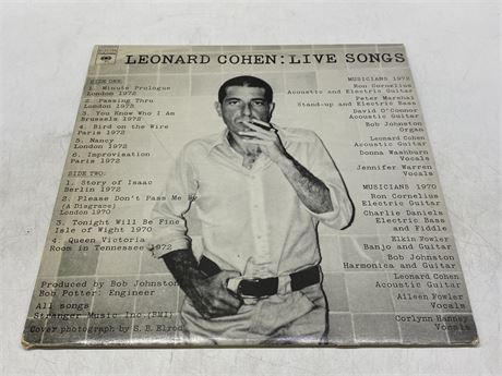 LEONARD COHEN - LIVE SONGS - EXCELLENT (E)