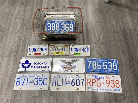 LARGE LOT OF ASSORTED MISC LICENCES PLATES - MAINLY BRITISH COLUMBIA