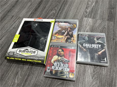 BRAND NEW IPAD CASE & 3 PS3 GAMES