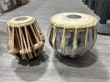 MADE IN INDIA DRUM SET - LARGER HAS A 10” DIAM.