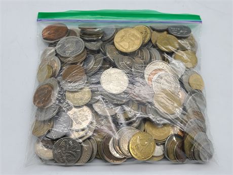 HEAVY BAG OF WORLD COINS