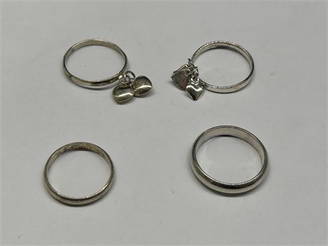 LOT OF 4 STERLING RINGS - SIZES 6-8