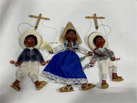 3 MEXICAN PUPPET DOLLS