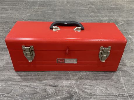 VINTAGE SEARS CRAFTSMAN 19” RED METAL TOOL BOX W/REMOVABLE TRAY
