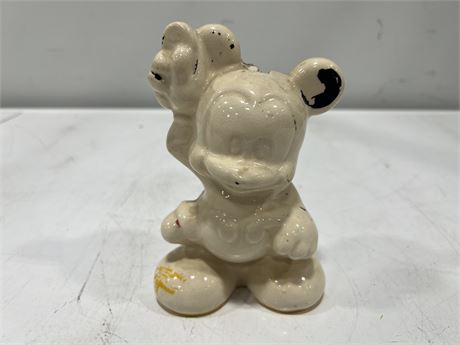 EARLY 1920-30s POTTERY MICKEY MOUSE BANK (6”)