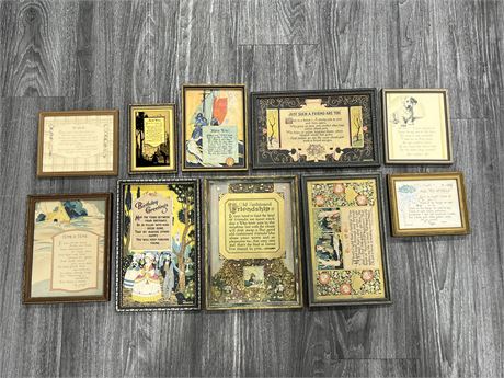 LOT OF ANTIQUE / FRAMED VERSES - LARGEST IS 11”x8”