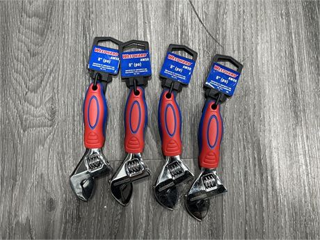 4 NEW WESTWARD 8” ADJUSTABLE WRENCHES