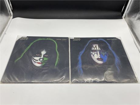 2 KISS RECORDS - BOTH W/POSTER AND INSERTS - VG (slightly scratched)