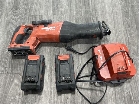 HILTI SR 6-22 CORDLESS RECIPROCATING SAW WORKING W/ 2 BATTERIES & CHARGER