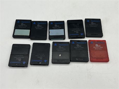 10 PS2 MEMORY CARDS