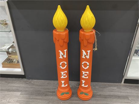 2 NOEL XMAS CANDLE DECORATIONS (38” tall)