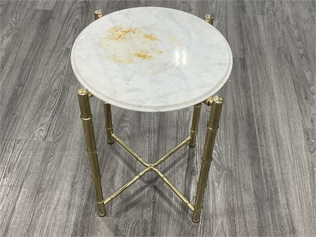 MCM BRASS MARBLE TABLE 15X21”