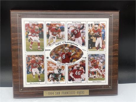 FRAMED 1994 SAN FRANCISCO 49ERS NFC CHAMPIONS PLAQUE 13”x10”