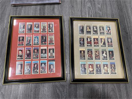 2 FRAMED / MATTED BLACK CAT CIGARETTE CARDS FROM 1970s KINGS & QUEENS