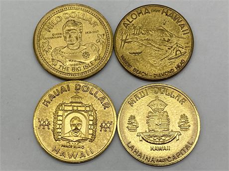 4 HAWAIIAN COINS