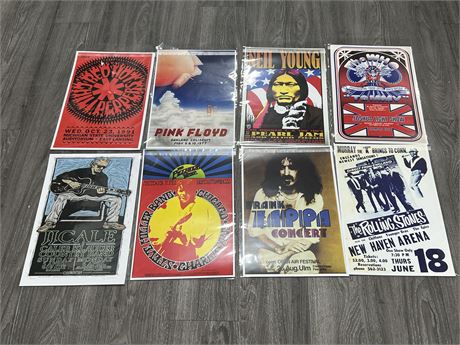 8 REPRODUCTION CONCERT POSTERS (11”x17”)