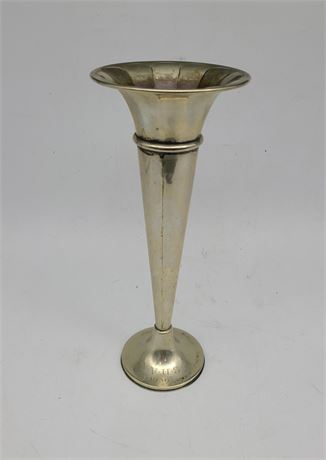 1936 ART DECO SILVER PLATED FLUTED TROPHY VASE (11"tall)
