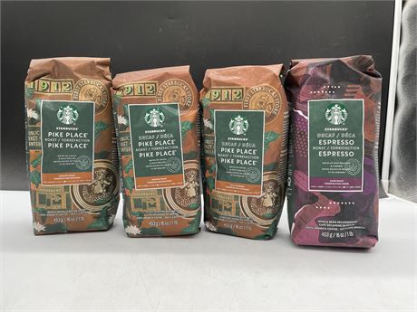 4 BAGS OF STARBUCKS COFFEE BEANS (EXPIRES 2024,MA,05 & 2024,AL,10/20)
