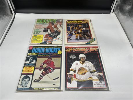 7 HOCKEY MAGAZINES - MINT FROM VARIOUS YEARS BACK AS FAR AS 73’-74’