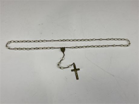ANTIQUE CRYSTAL BEAD CROSS NECKLACE