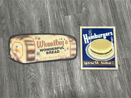 2 METAL SIGNS - 1 DATED 2004 (Bread sign is 19” wide)