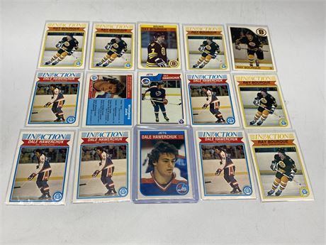 15 BOURQUE / HAWERCHUK CARDS (Includes Hawerchuk rookie)
