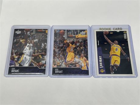 3 KOBE BRYANT UPPER DECK NBA CARDS