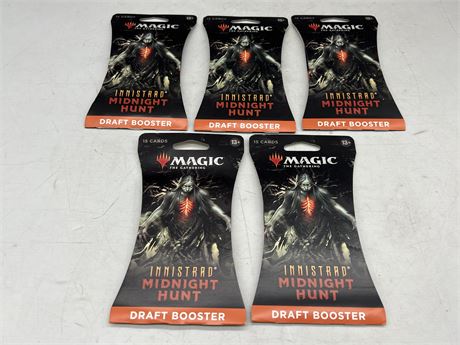 5 SEALED MAGIC MIDNIGHT HUNT BOOSTER PACKS