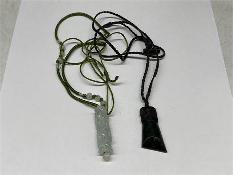2 CHINESE JADE NECKLACES