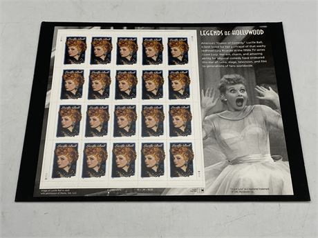 MINT/UNUSED LUCILLE BALL COMMEMORATIVE STAMP SHEET, 20 STAMPS
