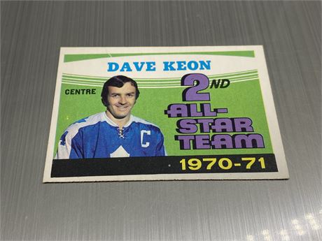 1970/71 DAVE KEON OPC 2ND ALL STAR TEAM CARD
