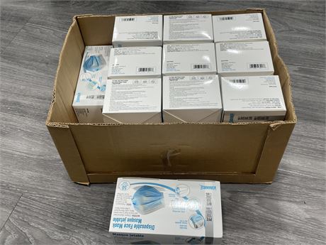 11 BOXES OF DISPOSABLE FACE MASKS (50/BOX)