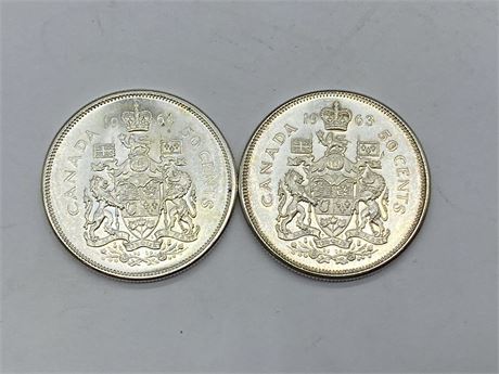 1963 & 1964 SILVER 50 CENT COINS