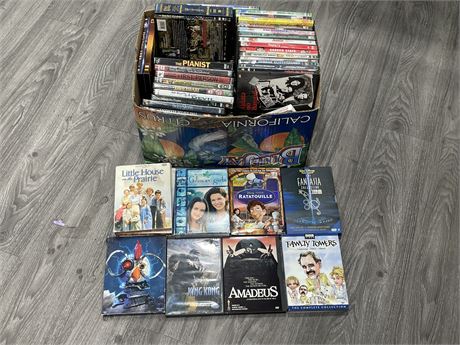 BOX OF DVD’S & SOME TV SETS