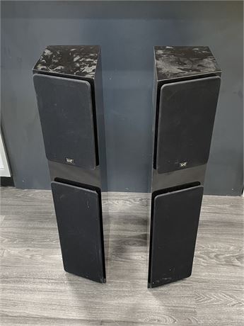 2 NHT TOWER SPEAKERS (34.5” tall, specs in photos)