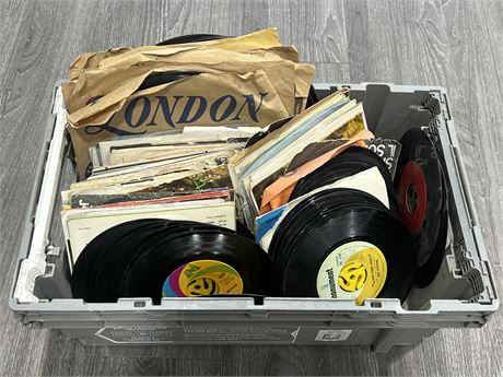 BOX OF RECORDS - MOSTLY 45s - CONDITIONS VARIES