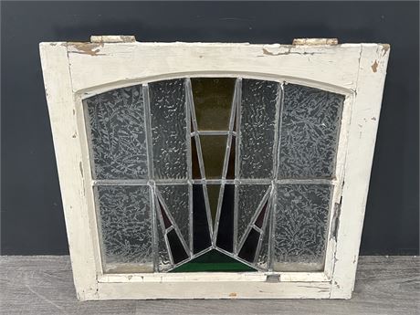 VINTAGE STAINED LEAD GLASS WINDOW - 18”x20”