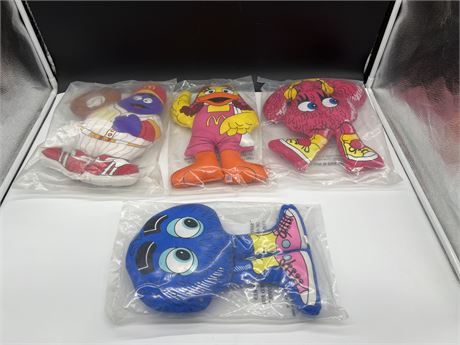 4 NOS MCDONALDS STUFFED CHARACTERS IN OG BAGS - 12” TALL