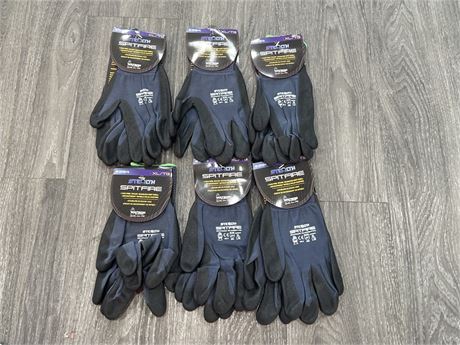 6 PAIRS OF STEALTH LIGHT WEIGHT POLYURETHANE GLOVES - SIZE XL